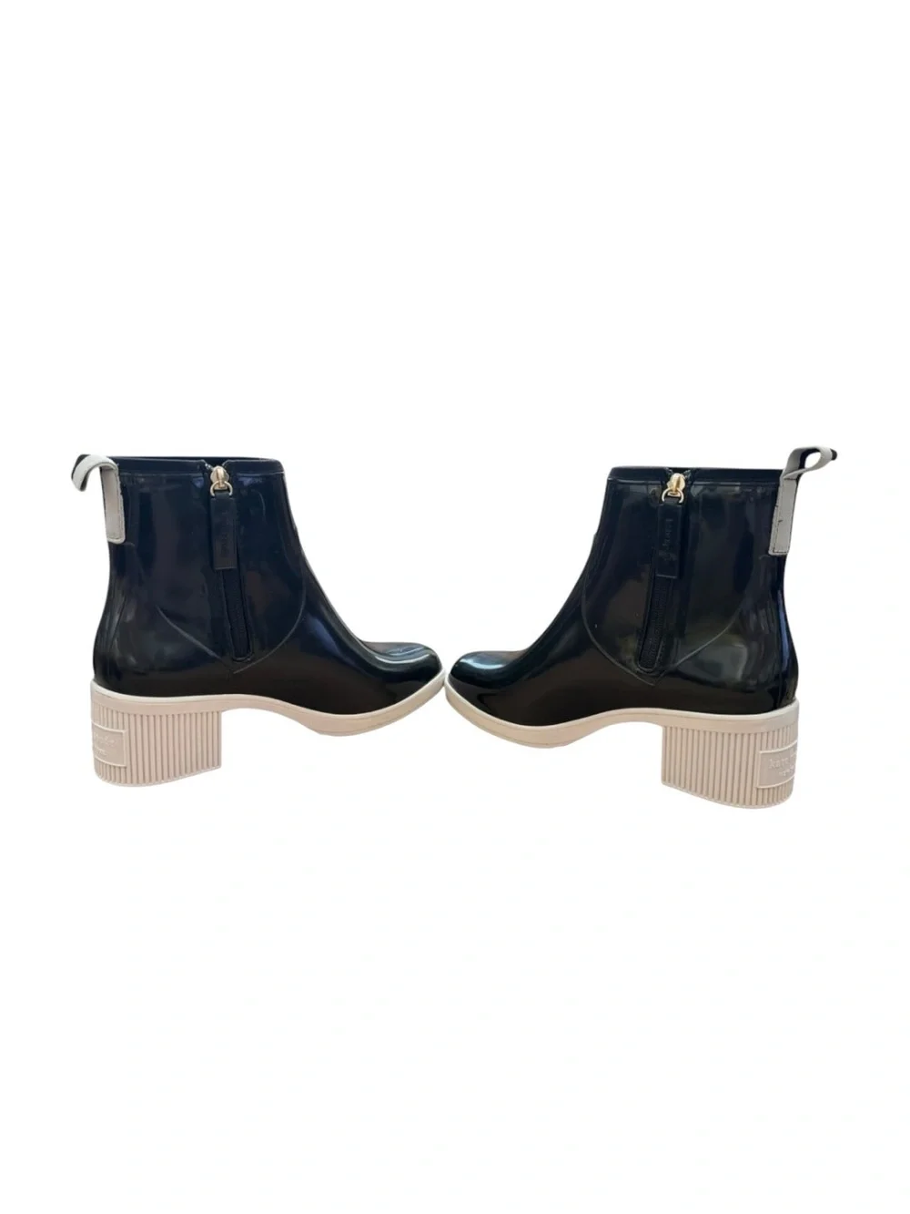 Kate Spade Black Puddle Block Heel Rain Boots